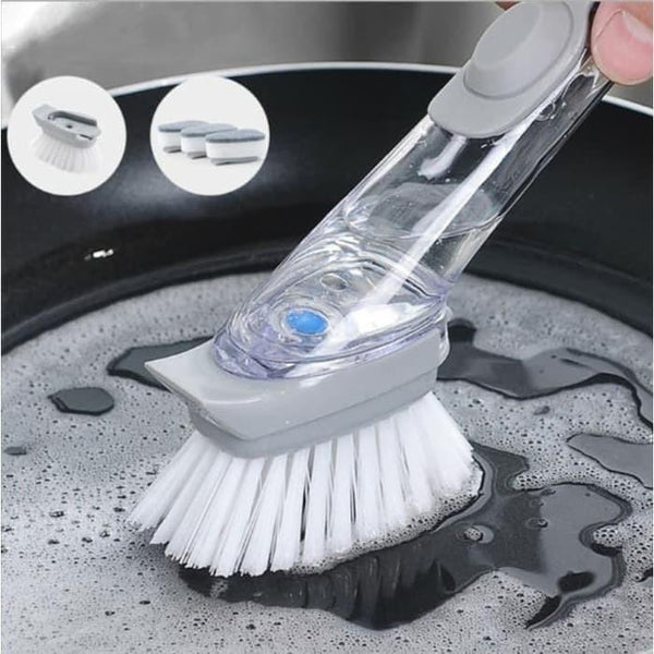 Excellent Cleaning Brushes with Washing Up Liquid Soap Dispenser Random  Color Dish Soap Brush Handheld Kitchen Gadget