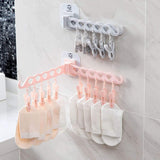 10 Clip Foldable Socks Drying Hanger-Adhesive - ( Pack Of 2 )