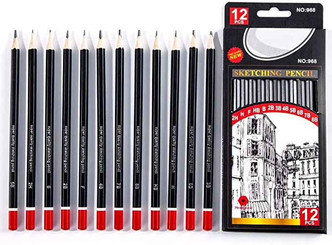 12 Pcs Professional Sketch and Drawing Pencils Set in Metal Box In Pakistan