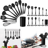 12-Piece Black Silicone Kitchen Cooking Utensils Set with Holder In Pakistan