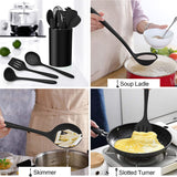 12-Piece Black Silicone Kitchen Cooking Utensils Set with Holder In Pakistan