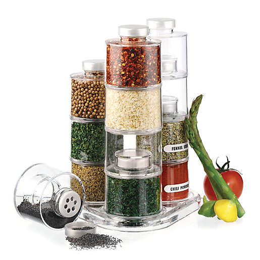 12pcs Spice Tower Bottles, Stackable Spice Jar Rack, Spice Salt Sugar  Masala Tower Space Saving Kitchen with Stand