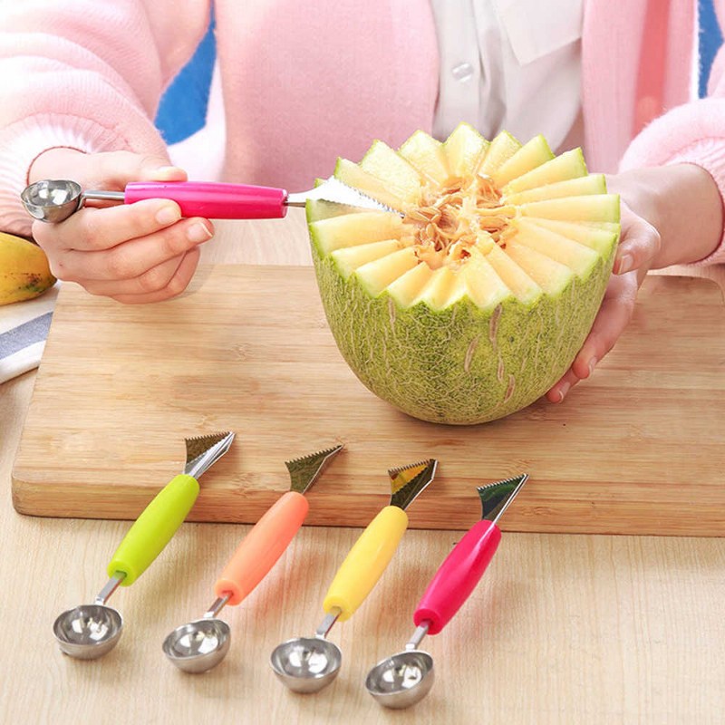 2 in 1 Melon Baller Scoop,Stainless Steel Fruit Decoration Carving Knife In Pakistan