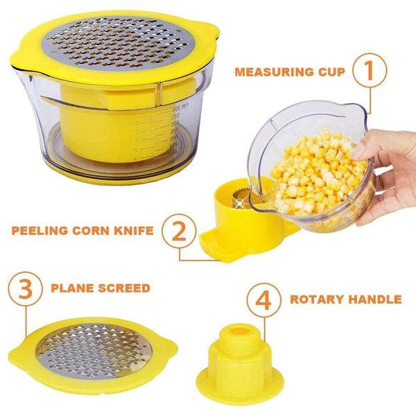2 in1 Multifunction Cob Corn Stripper Kitchen Tools With Built-In Measuring Cup And Grater In Pakistan