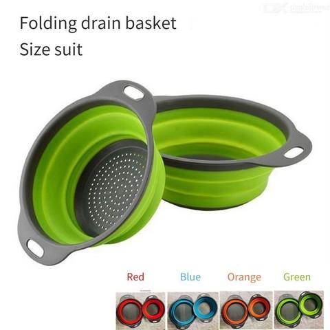 2pcs/set Folding PP Colander Fruit Vegetable Washing Basket Bowl