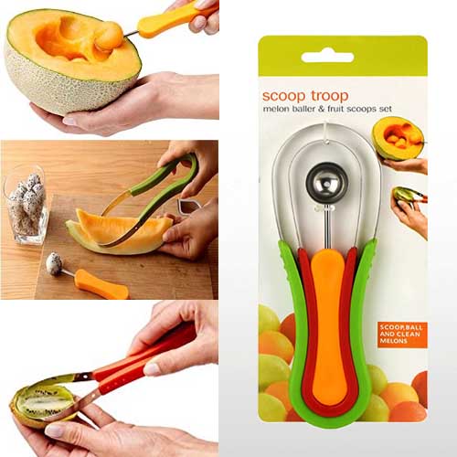 ScoopTroop Melon Baller & Fruit Scoops Set Plastic - Multi-Colored