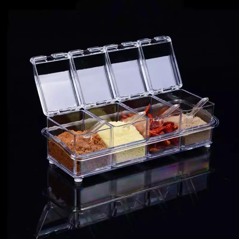 4pcs Crystal Spice Box/Masala Box/Seasoning Box/Multipurpose Box with Spoons In Pakistan