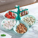 5 Compartments Fruit Serving Tray With Fork Tree Set In Pakistan