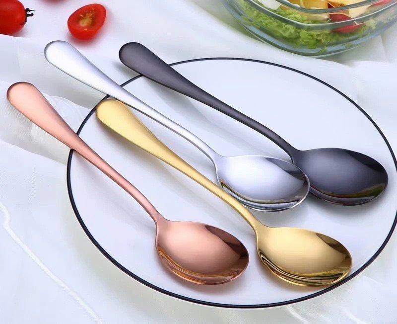 6PCS Spoons Stainless Steel Cutlery Set Serving  Spoons Set Colorful Unique  Spoons In Pakistan