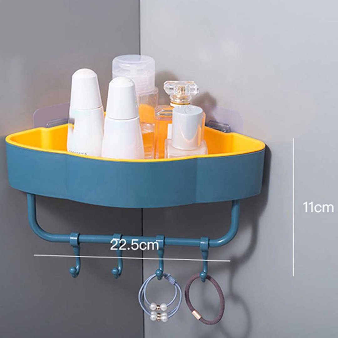 1pc Bathroom Corner Shelf Rotatable Wall Mounted Storage Rack Organizer,  Punch-free For Toilet And Washroom