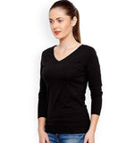 BLACK V NECK FULL SLEEVE T-SHIRT FOR WOMEN In Pakistan