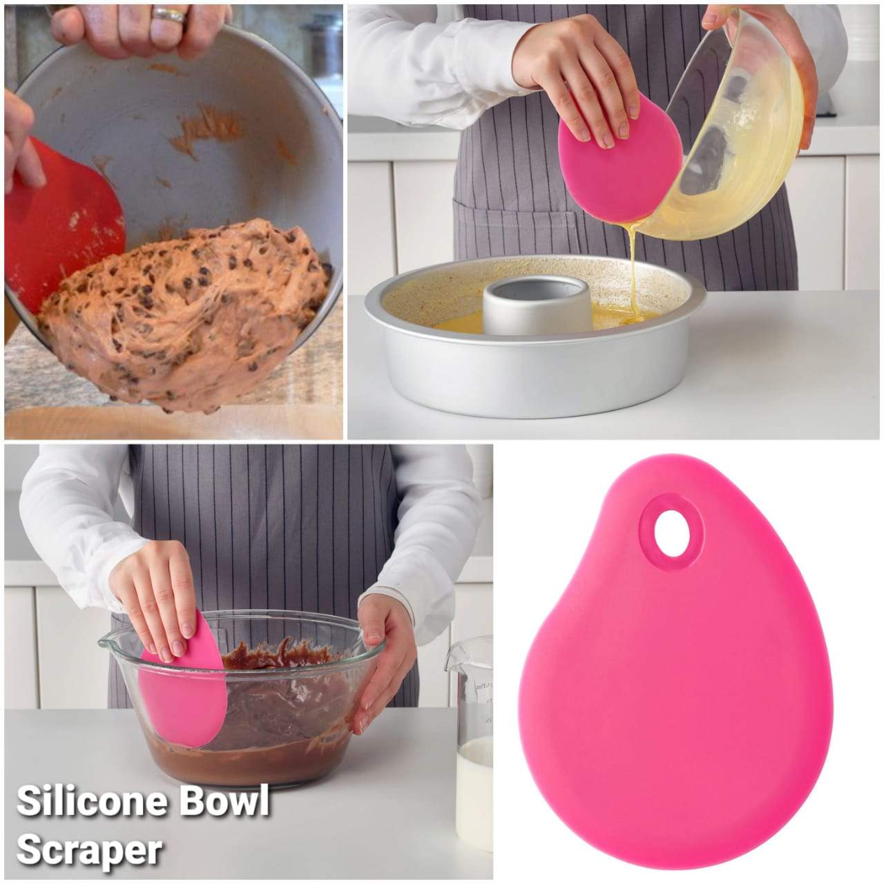 pink silicone bowl scraper flexible silicon