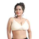 Cotton Plain Non Padded Seamless Moulded Bra - Beige In Pakistan