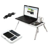 E-TABLE WITH LAPTOP COOLING PAD – BLACK & WHITE