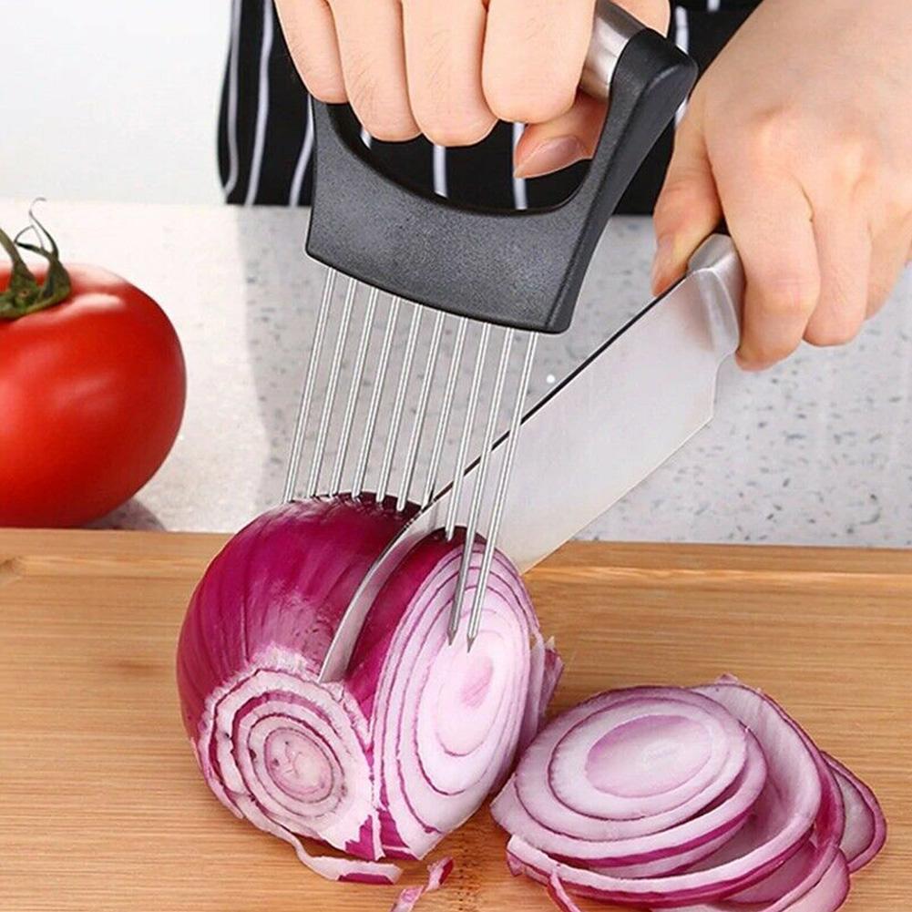 NiftyPlaza Onion Slicer Stainless Steel Assistant Food Holder