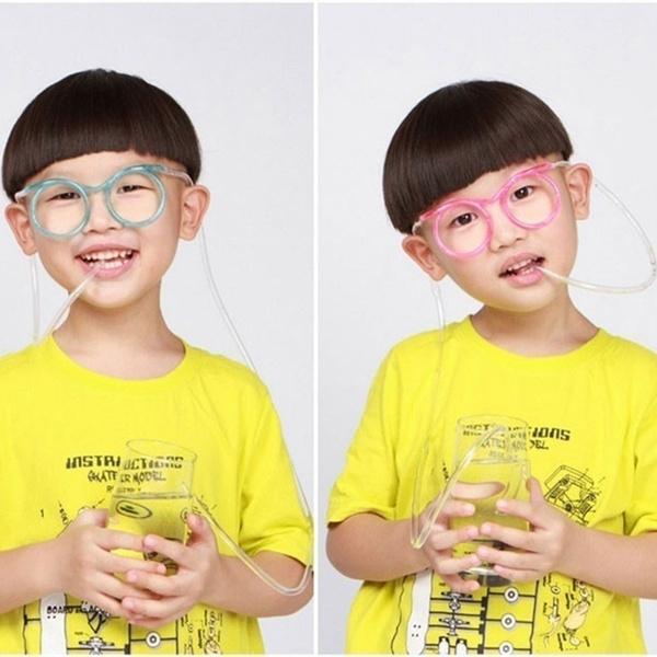 Fun Soft Plastic Straw Funny Glasses Drinking Straw Glasses Juice Kids Straw  Glasses Long Tube Fun Drinking Straw For Children Straw Glass - 1 Pc