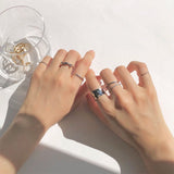 Geometric Twist Bohemian Enamel Round Open Adjustable Rings Sets In Pakistan