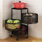 HOME CUBE 3 Layer Kitchen Rotating Trolley Portable Storage Rack In Pakistan