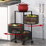 HOME CUBE 3 Layer Kitchen Rotating Trolley Portable Storage Rack In Pakistan