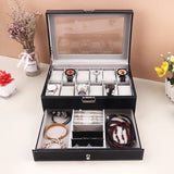 Home Square 12 Slots Double layer PU Leather Watch Storage Box In Pakistan