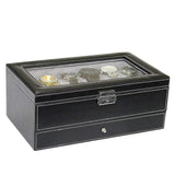 Home Square 12 Slots Double layer PU Leather Watch Storage Box In Pakistan