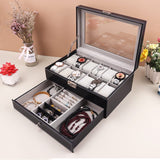 Home Square 12 Slots Double layer PU Leather Watch Storage Box In Pakistan