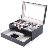 Home Square 12 Slots Double layer PU Leather Watch Storage Box In Pakistan