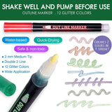 Home Square 12pcs Double Line Outline Art Marker Highlighter In Pakistan