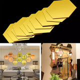 Home Square 12Pcs Wall sticker hexagonal self-adhesive mirror effect living room home decoration In Pakistan