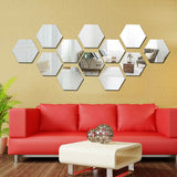 Home Square 12Pcs Wall sticker hexagonal self-adhesive mirror effect living room home decoration In Pakistan
