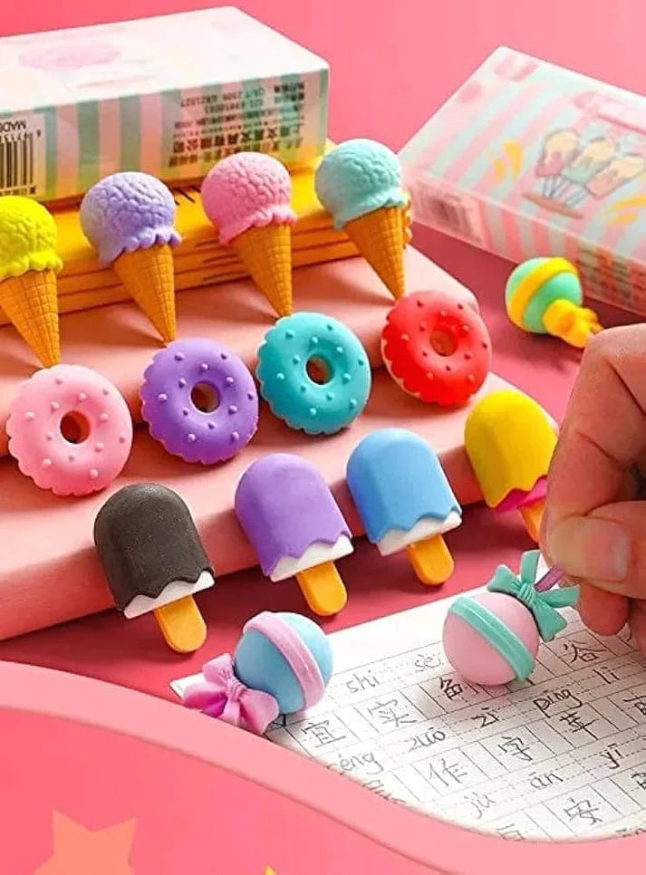Home Square 4 Pcs Sweet Candy Multicolor Eraser ( Random Design ) In Pakistan