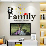 Home Square Big Family Sticker Wall Clock In Pakistan