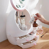 Home Square Creative Egg Shape Cosmetic Organizer With Led Mirror In Pakistan