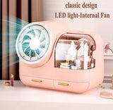 Home Square Large Capacity Cosmetic Organizer With Internal Fan And Led Mirror In Pakistan