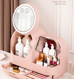 Home Square Large Capacity Cosmetic Organizer With Internal Fan And Led Mirror In Pakistan