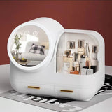 Home Square Large Capacity Cosmetic Organizer With Internal Fan And Led Mirror In Pakistan