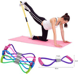 Home Square Resistance 8 Type Muscle Chest Expander Yoga Tube Rope (Random color ) In Pakistan