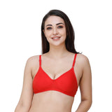 Hosiery Solid Plain Non Padded Seamless Moulded Bra - Red In Pakistan
