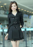 Hot Spring and Autumn Long Trench Coat for Women Black In Pakistan