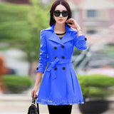 Hot Spring and Autumn Long Trench Coat for Women Blue In Pakistan