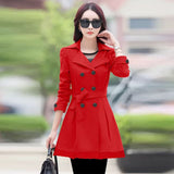 Hot Spring and Autumn Long Trench Coat for Women Red In Pakistan