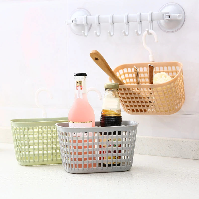 1pc Hanging Storage Basket, Plastic Bathroom Shower Hanging Basket For  Toiletries And Bath Accessories