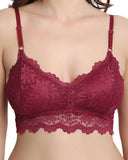 Lace Adjustable Strap Bra & Panty Set - Maroon In Pakistan