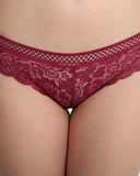 Lace Adjustable Strap Bra & Panty Set - Maroon In Pakistan