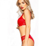 Lace Bra And Panty Set For Women DOHG-91 Red In Pakistan