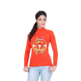 Ladies Solid Orange Color Islamabad united print Turtleneck Long Sleeve In Pakistan