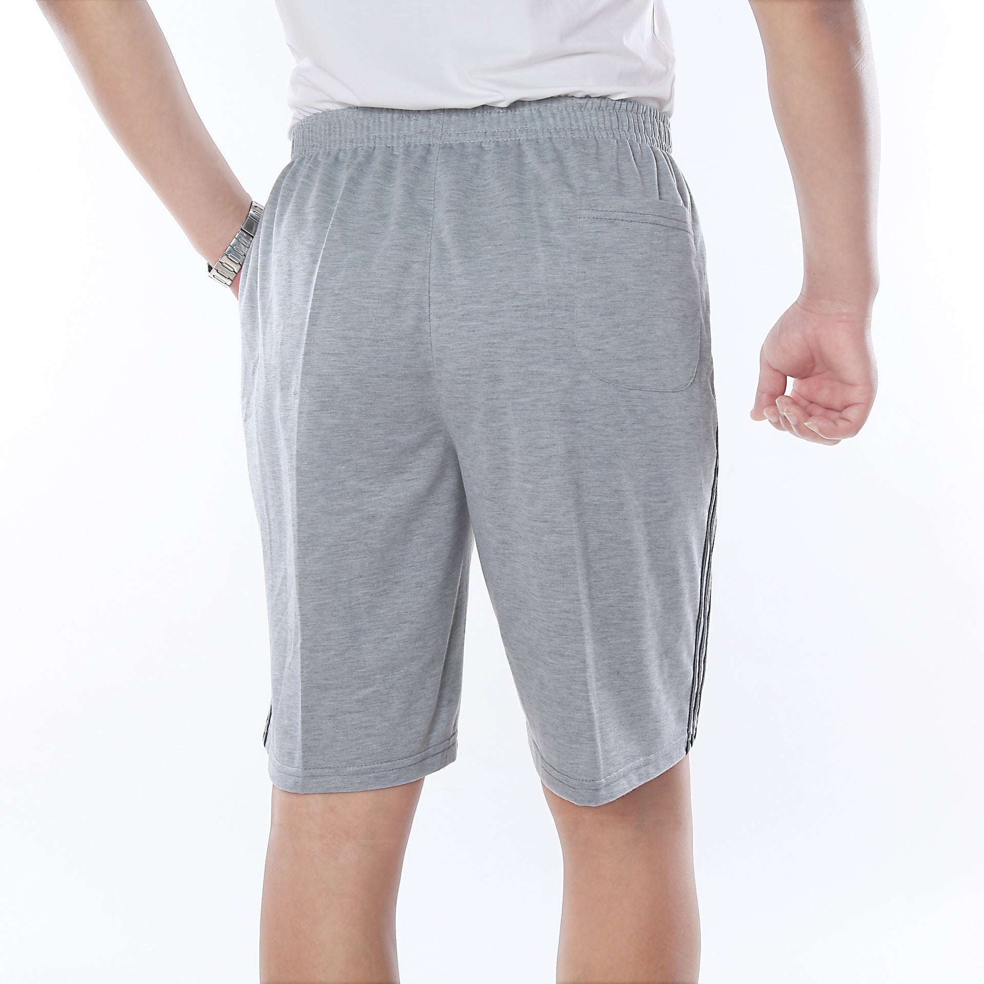 men's shorts elastic waist casual Cotton Pocket Short for men grey In Pakistan