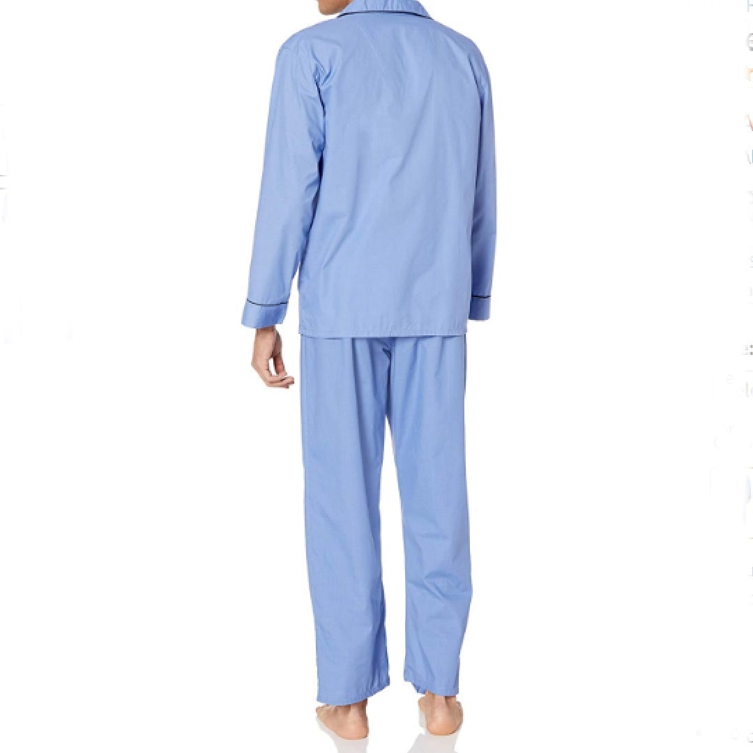 Men's Woven Plain-Weave Pajama Set - BLUE In Pakistan