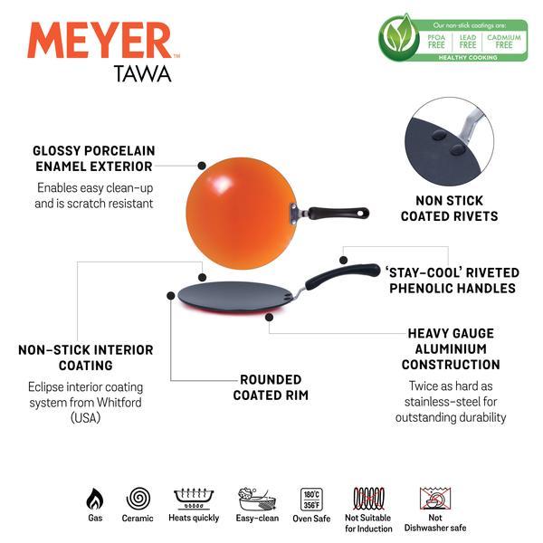 Meyer Premium Non-Stick Curved Roti Tawa, 26cm, Orange (5mm Thick) In Pakistan