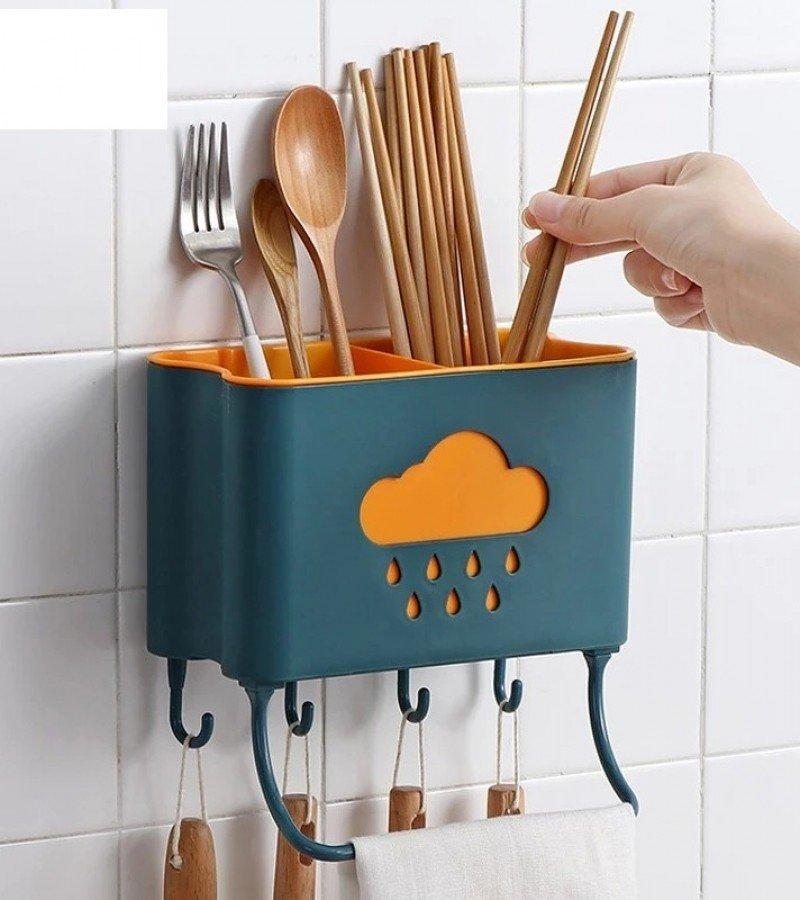 A Multi-functional Dish Rack Made Of Pp Material, Sturdy And Stable. It  Comes With Detachable Hooks For Hanging Spoons And Chopsticks Holders,  Saving